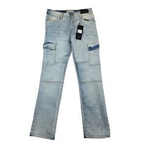 Public Supply NYC Womens Light Wash Slim Fit Cargo Jeans Size 14